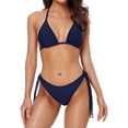 thumbnail image 1 of Femmes Triangle Licol Bikini Ensembles Pompon Solide Maillots de Bain Sans Dos, 1 of 6