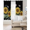 thumbnail image 3 of Blackout Curtains for Bedroom, Sunflowers Room Darkening Window Drapes for Living Room, Botanical Watercolor Butterfly Plant Thermal Insulated Grommet Curtains, 52x45 inch, 2 Panels, 3 of 9