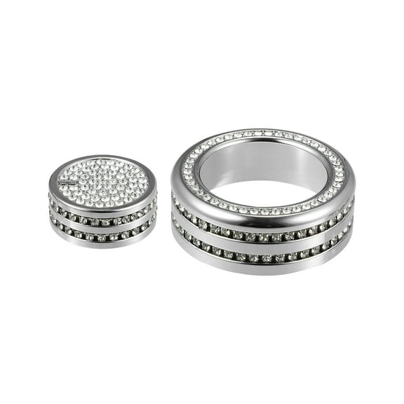 Unique Bargains Car Bling Center Console Multimedia Button Cover for Infiniti Q50 QX50 Q60 Silver Tone (Set of 2)
