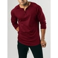 thumbnail image 3 of FAROOT T-shirt Décontracté pour Hommes Printemps Automne Couleur Unie Manches Longues Col Rond Chemise à Boutons, 3 of 7