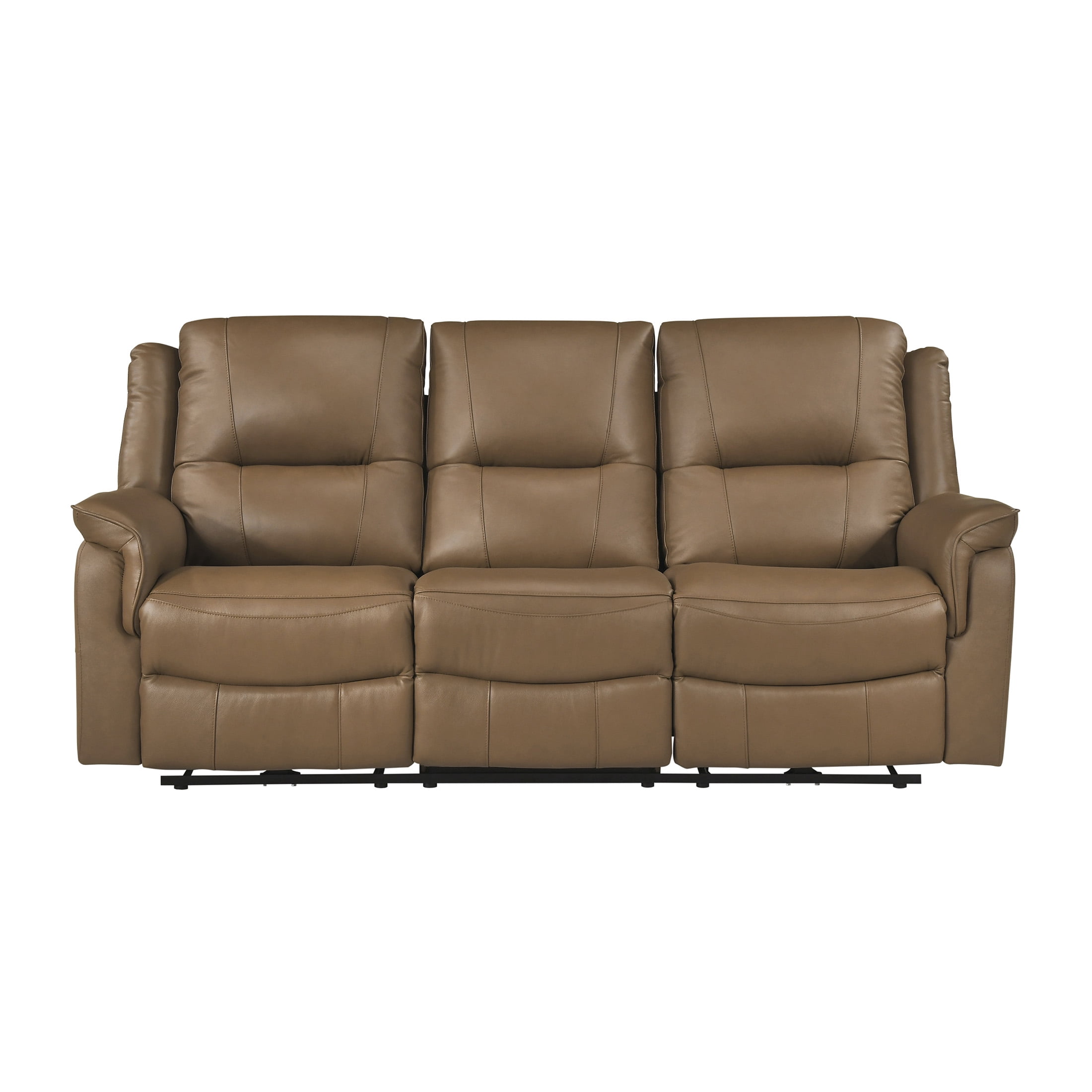 OakvillePark Monterra Leather Match Power Double Reclining Sofa, Brown