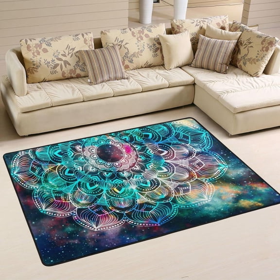 SKYSONIC 72x48in Magic Starry Sky Mandala Area Rug, Floor Carpet for Indoor Living Dining Room and Bedroom Area
