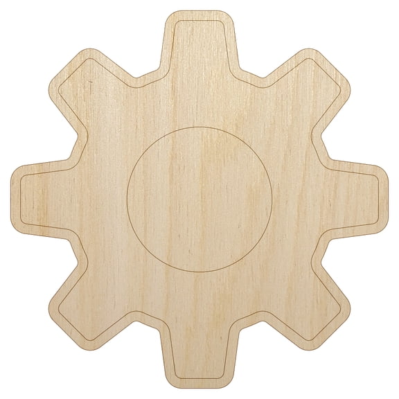 Gear Outline Wood Shape Unfinished Piece Cutout Craft DIY Projects - 4.70 Inch Size - 1/8 Inch Thick