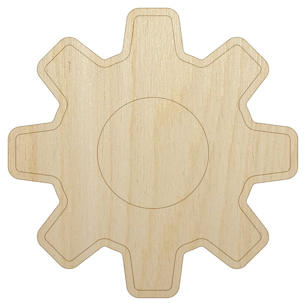 Gear Outline Wood Shape Unfinished Piece Cutout Craft DIY Projects 4.