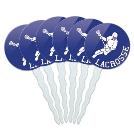 - Lacrosse Sport Cupcake Picks Toppers - Set of 6