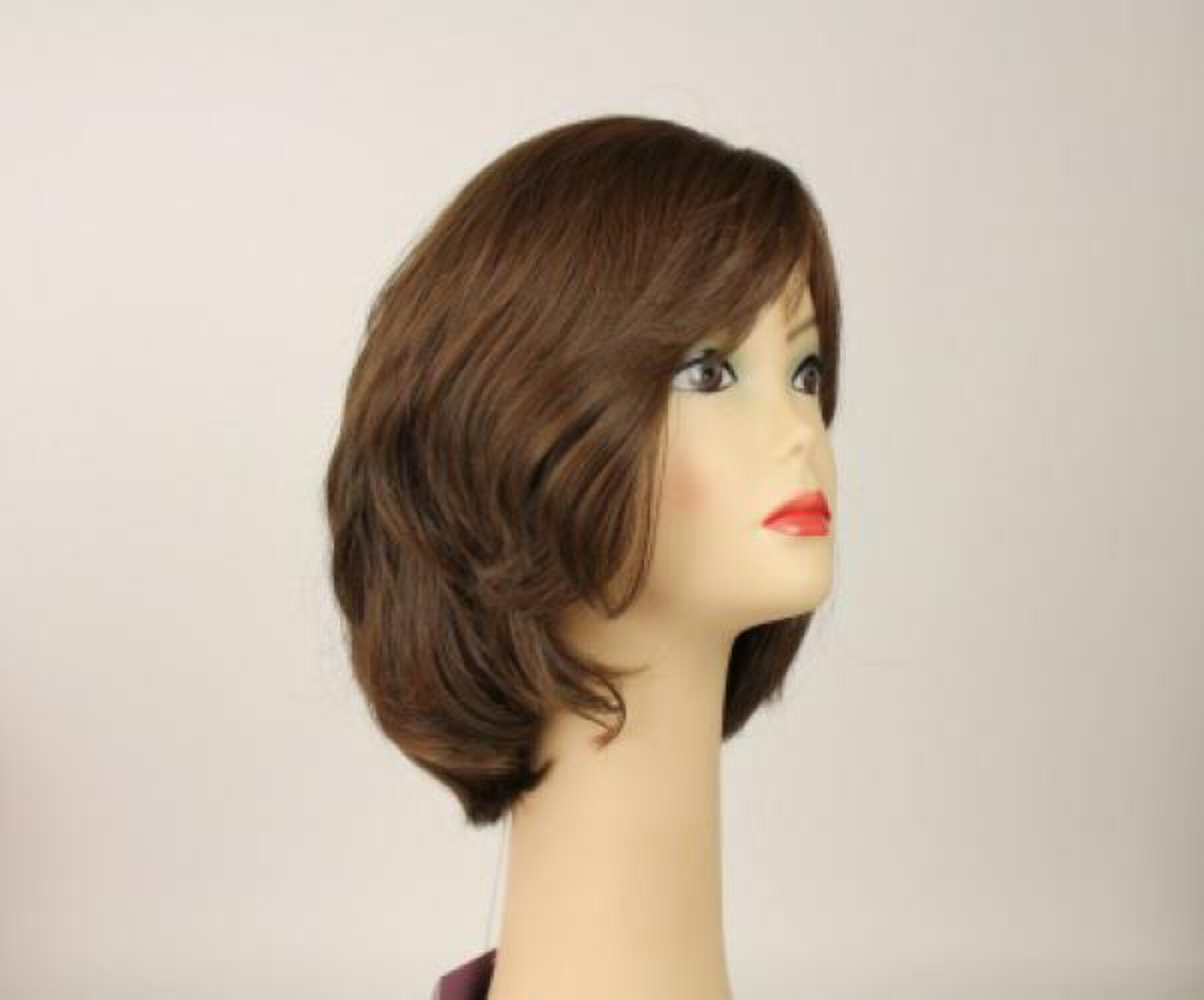 European Human Hair Freeda Wig Shlomit Medium Brown With Highlights Skin Top Size M Pre-Cut