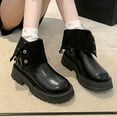 thumbnail image 4 of Black Thick Soled Martin Boots British Style Two Way Short Boots Women Casual Fall Winter Style, 4 of 8