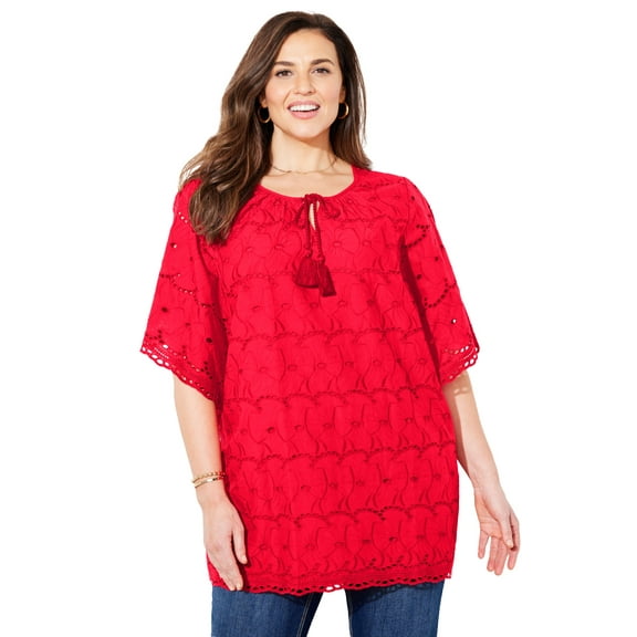 Catherines Women's Plus Size Harborview Eyelet Top