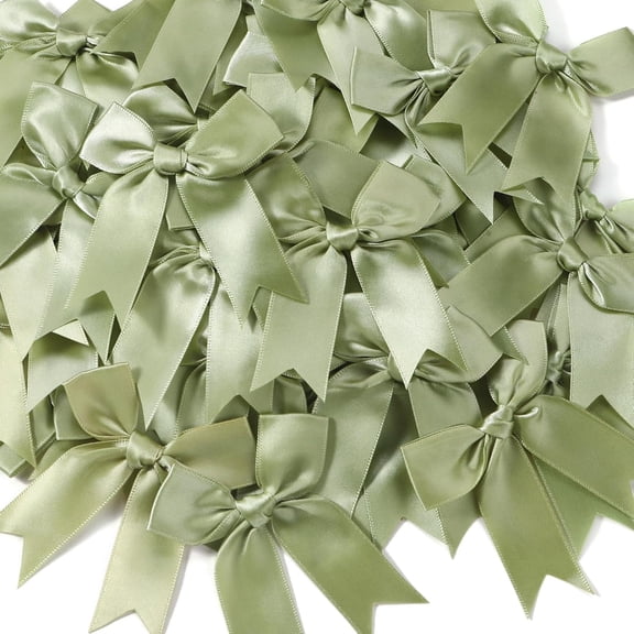 CCOCC Sage Green Gift Wrap Bows - 50Pcs 3.3 Inch Elegant Bows for Wedding Favors, Baby Showers, Minimalist Gift Wrapping, Bridesmaid Boxes, Natural-Themed Parties, Birthday Gifts,Holiday Decor