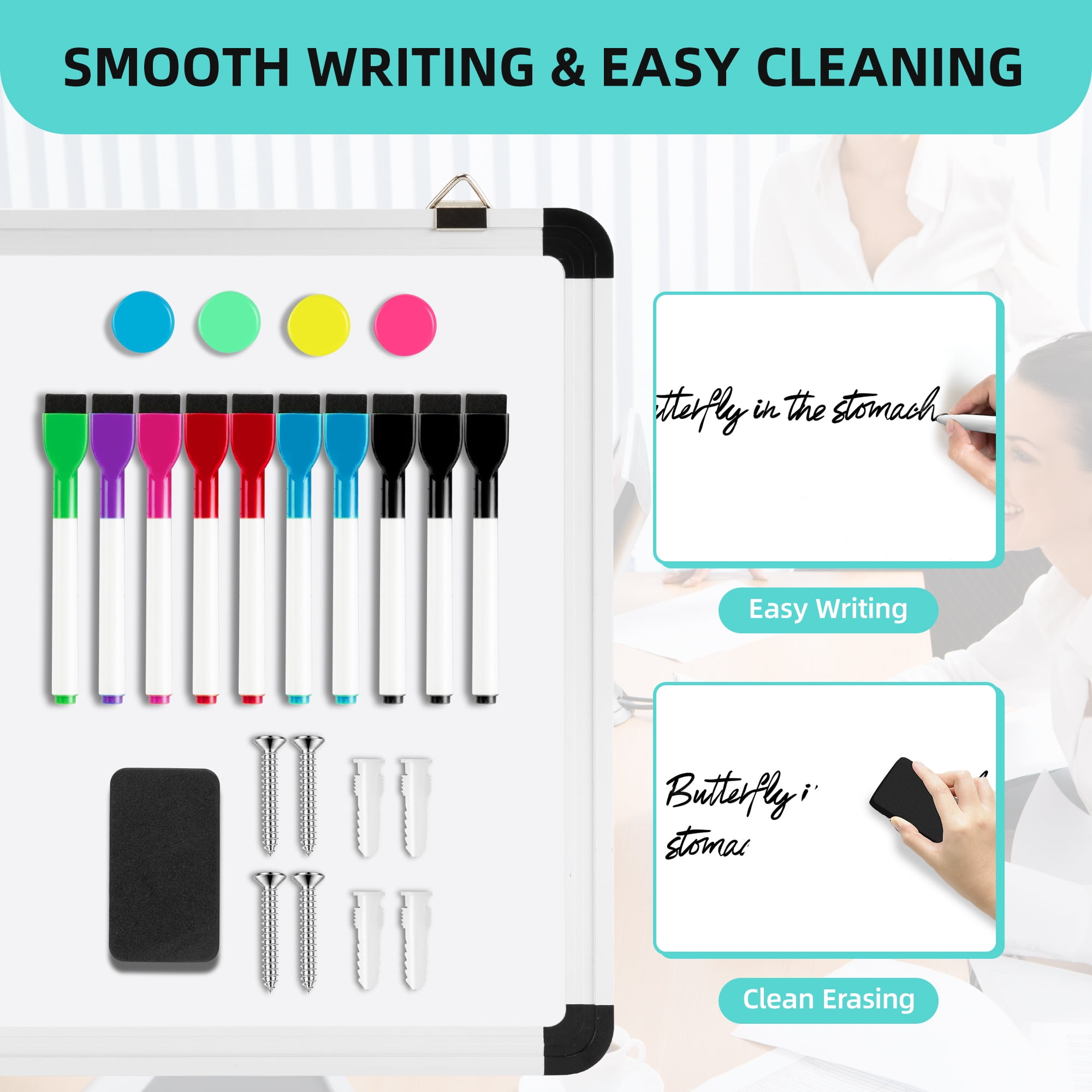 Elevon Monthly Dry Erase Calendar Whiteboard, 16" x 12" Double-Sided Wall-Mounted Whiteboard for Office, Desk, Kitchen, or Dorm Room Organization