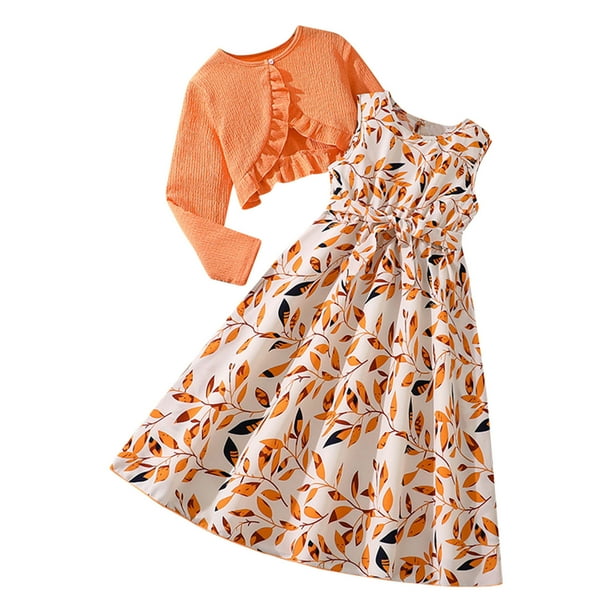 Odeerbi 8-12 Años Niñas Trajes de Verano Algodón Floral Tank Dress Con Bolero Shrugs Dos Piezas Set Nuevo Vestido Sin Mangas de Impresión Con Cardigan Set Falda Set
