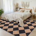 thumbnail image 3 of HIWEAVER Brown/Black 5' x 7' Modern Geometric Easy Jute Area Rug for Living Room Washable Checkered Print Indoor Outdoor Carpet Non-Slip Stain-Resistant Kitchen Throw Mat Low Pile Patio Rug Decor, 3 of 6