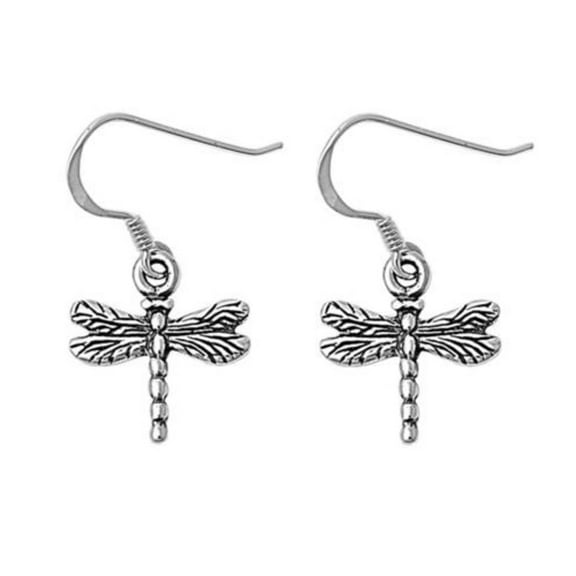 Dragonfly Devil's Needle Dangle Earrings Sterling Silver