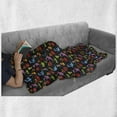 thumbnail image 6 of Dragon Soft Flannel Fleece Throw Blanket, Different Kinds of Colorful Comic Dragons on a Black Background with Little Stars, Cozy Plush for Indoor and Outdoor Use, 70" x 90", Multicolor, by Ambesonne, 6 of 6
