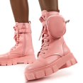thumbnail image 2 of Blue37Botas de plataforma con estilo con bolsillo pequeño Botas de cabeza redonda con cordones para mujer para el otoño, 2 of 5