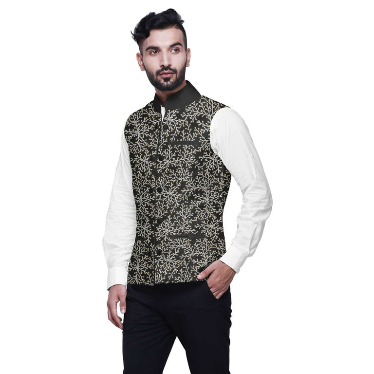 White printed cheap nehru jacket