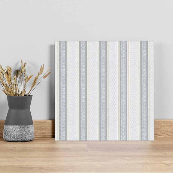 Blue Beige Striped Wall Art Painting on Canvas, Boho Ethnic Modern Abstract Art Canvas Art Home Prints Wall Art Framed Modern Artwork for Living Room Bedroom Wall Decor 20x20in