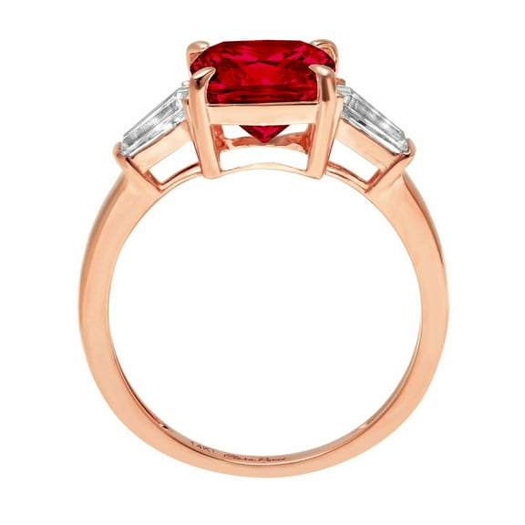 3 ct Cushion Cut Natural Garnet Three-Stone Engagement Ring for Women in 18K Rose Gold