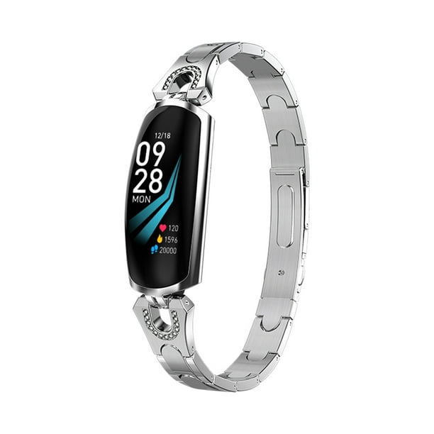 Pulsera de acero inoxidable con Bluetooth 4,0 de presión arterial con frecuencia cardíaca para mujer, pulsera de recordatorio de llamada telefónica con mensaje IP67 AweSitey DZ6337-03