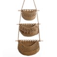 thumbnail image 1 of CSChome Storage Basket Fruit Hanging Basket Hollow Design Breathable Handmade Three layer Decorative Rope Woven Basket for Vegetables and Fruits, 1 of 7