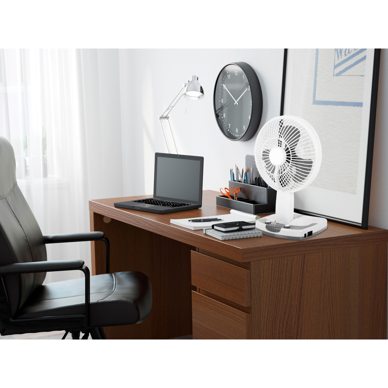 Technical Pro Rechargeable Desk Wall Fan with LED Lamp Power Bank Adjustable Tilt
