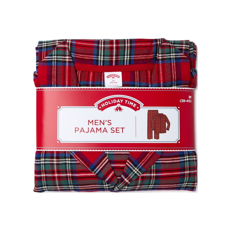 Holiday Time Matching Family Men's Red Flannel Pajama Set, 2-Piece