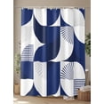 thumbnail image 4 of Dark Blue Circular Shower Curtain, Medieval Geometric Abstract Waterproof Shower Curtain Set with 12 Hooks Lightweight Washable Fabric Shower Curtains for Bathroom 72x72 Inches, 4 of 6