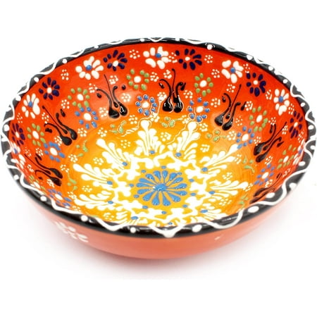 

Inc%100 Hand-Painted Decorative Turkish Ceramic Bowl - Handcrafted Serving Bowl For Salad Noodle Cereal Rice Soup Pasta Serving - Best Gift Set