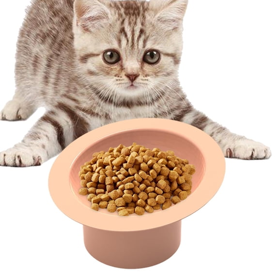 Raised Cat Food Bowl, Water Bowl, Pet Feeding Bowl Protection Cervical, Portable Water Food Feeder for Indoor Cats Pink