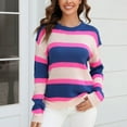 thumbnail image 2 of Sweaters For Women Sevevn Women's Striped Color Block Knitted Round Neck Sweater Long Sleeve Pullover Top, 2 of 4