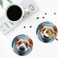 thumbnail image 4 of Lsque Sea Swimming Corgi Pattern 4" Drink Coasters Set of 4, PVC Leather Absorbent Coasters, Table Coaster Set Decorative Coffee Cup Coasters Housewarming Gift -Round Shape, 4 of 6