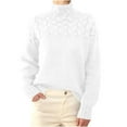 thumbnail image 2 of Nfurl Womens Turtleneck Sweaters Cozy Long Sleeve Cable Knit Sweater Casual Solid Color Pullover Sweaters 2025 Fall Jumper Tops White M, 2 of 8