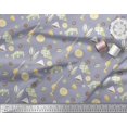 thumbnail image 3 of Soimoi Grey polyester Crepe Fabric Star Anise,Lemon & Garlic Vegetable Print Fabric by the Yard 42 Inch Wide, 3 of 3