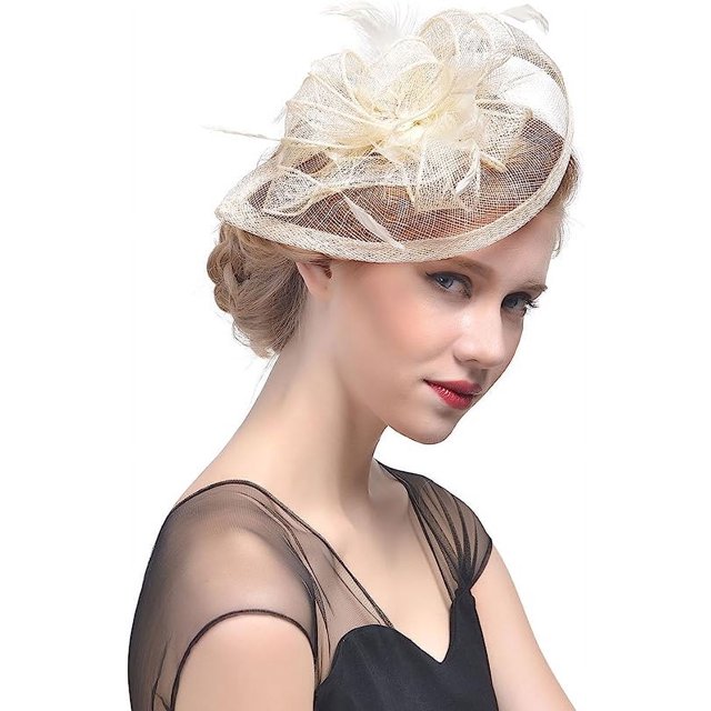 Tocado elegante para mujer, sombrero con plumas nupciales, accesorios para el pelo, cóctel Royal Ascot