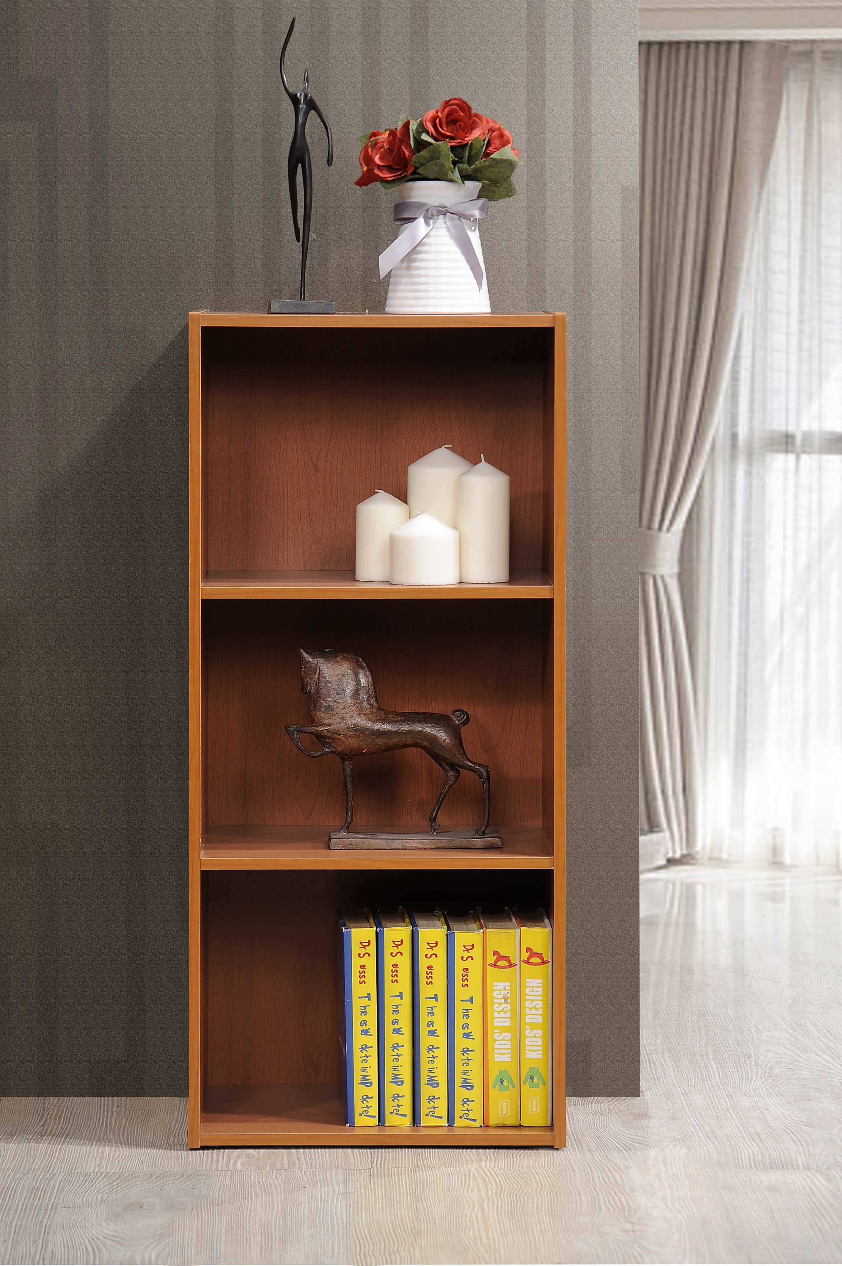 Hodedah 3-Shelf Bookcase in Cherry