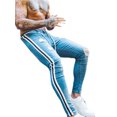 thumbnail image 3 of Men's Denim Long Pants, Side-Striped Distressed Ripped Zip Slim Jeans, 3 of 6