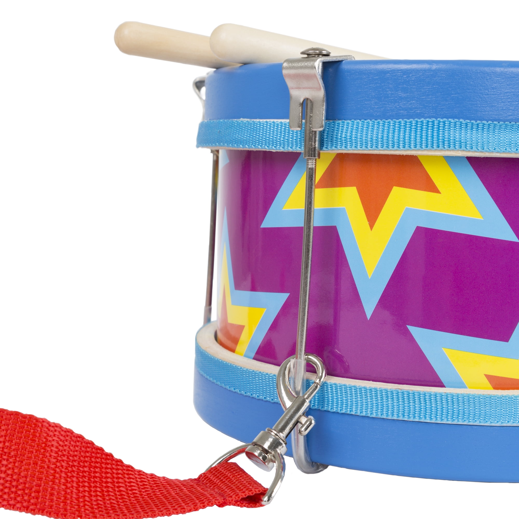 Children’s Toy Snare Marching Drum, Double-Sided with Adjustable Neck Strap and Two Wood Drum Sticks by Hey! Play!