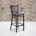 thumbnail image 4 of HERCULES Series Black Vertical Back Metal Restaurant Barstool - Walnut Wood Seat, 4 of 6