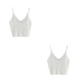thumbnail image 3 of Jumpingount Chaleco de tirantes para mujer Chaleco de verano de color sólido sin mangas sexy con cuello en V, blanco blanco 2piezas Jumpingount CBP139624, 3 of 6