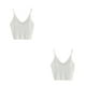thumbnail image 3 of Qarigey Mujeres Sexy Crop Top de punto Chaleco sin mangas Slim Sling Tank con cuello en V liso blanco 2piezas, 3 of 6