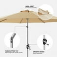 thumbnail image 2 of 10 FT Aluminum Outdoor Patio Umbrella, Fade-Resistant Outdoor Market Table Umbrella with Push Button Tilt, Beige, 2 of 5