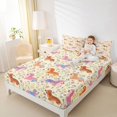 thumbnail image 3 of Manfei Cute Dachshund Queen Sheets, Vibrant Blossom Floral Queen Sheet Sets, Cream, 4pcs, 1 Flat Sheet, 1 Fitted Sheet and 2 Pillowcases, 3 of 6