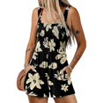 thumbnail image 5 of FADAACAI Women's Jumpsuits Women's Spring and Floral Square Neck Sleeveless Casual Pleated Loose Shorts Jumpsuit Women's Summer Romper Jumpsuits for Women Casual Black L Clearance！, 5 of 6