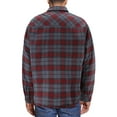 thumbnail image 2 of Men's Heavyweight Cotton Flannel Warm Sherpa Lined Snap Button Plaid Jacket (Merlot Grey 8, 4XL), 2 of 3