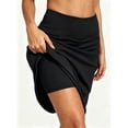 thumbnail image 3 of DENTOYOU Skirts for Women Knee Length Skort Zipper Pockets Women's High Waist Casual Athletic Golfs Tennis Skirt UV Protection Black L, 3 of 6