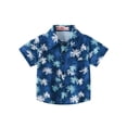 thumbnail image 3 of Nyeemya Baby Boys Hawaiian Shirts Tops Toddler Tropical Short Sleeve Button T-shirt Summer Casual Dark Blue 130, 3 of 9