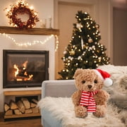 IGEED Christmas Teddy Bear Doll,Soft Cuddly Teddy Plush Bear Stuffed Animal Toy,Companion And Comfort Doll,Plush Gift for Boys Girls,Bear Doll for Christmas Valentine's Day