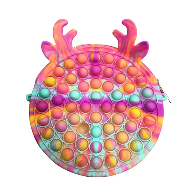 Silicona Tie Dye Macaron Bolsa de hombro Push Bubble Toys para niños adultos (D) Likrtyny juguetes de los niños