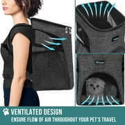 PetAmi Cat Backpack Carrier, Airline Approved Pet Carrier Backpack for Small Dogs and Large Cats, Soft Sided Collapsible Ventilated with Sherpa Bed for Hiking Travel, Max 18 lbs, Heather Charcoal