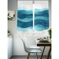 thumbnail image 4 of Abstract Turquoise Sheer Curtains 72 Inches Long 2 Panels Water Ripple Watercolor Gradient Waves Light Filtering Semi Sheer Window Curtains Drapes for Bedroom Living Room 52"x72", 4 of 7